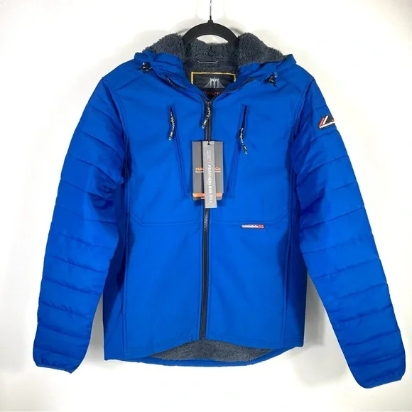 HAWKE & CO . Softshell Bonded Faux Shearling Lined Zip Hoodie Water Resistant